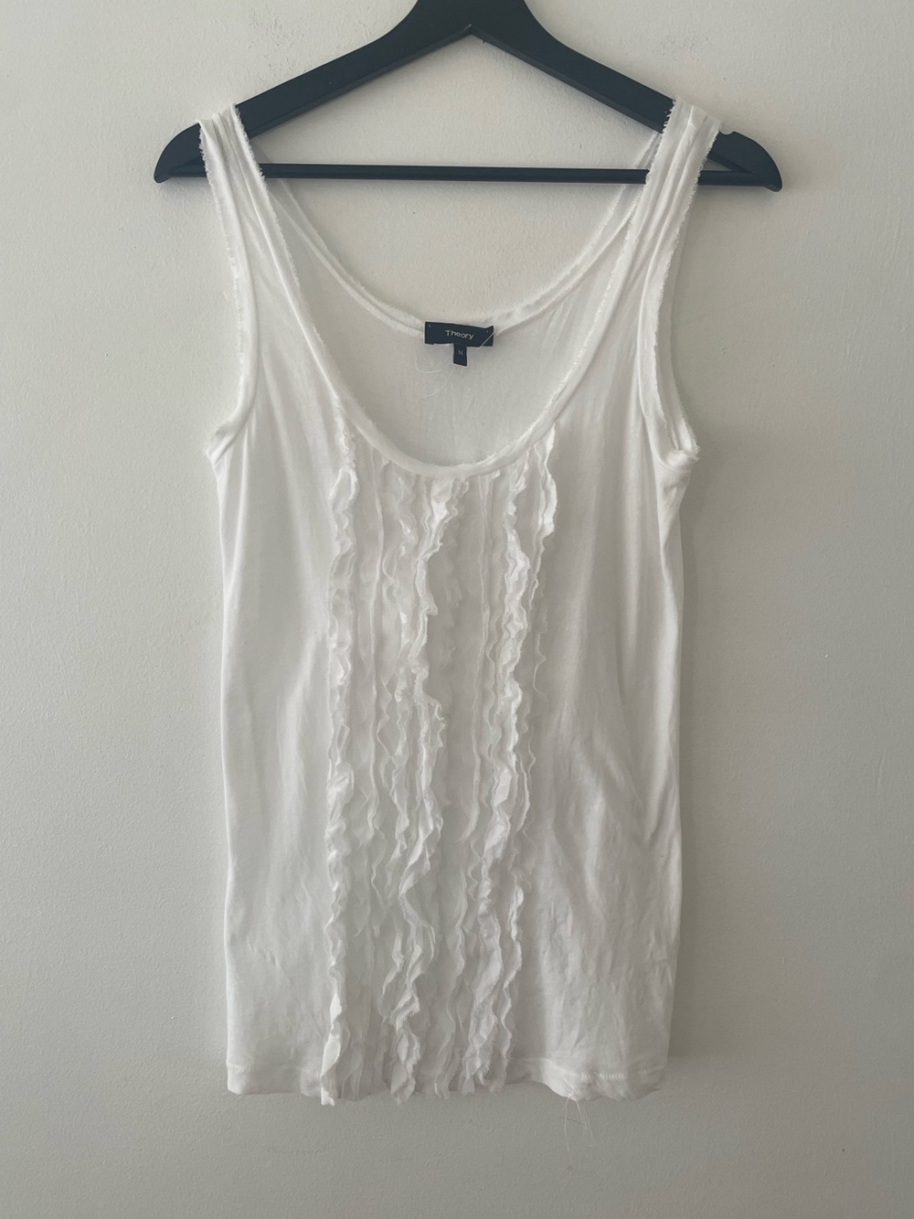 Theory 100% Cotton Tank Top with Front Ruffle Detail Size M